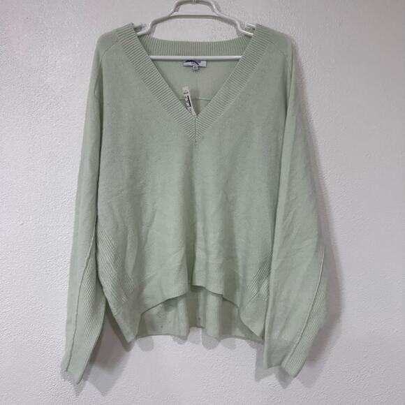 NWT Madewell Cashmere V-Neck Sweater in Heather Pale Green NS661 Size XL - Picture 2 of 6